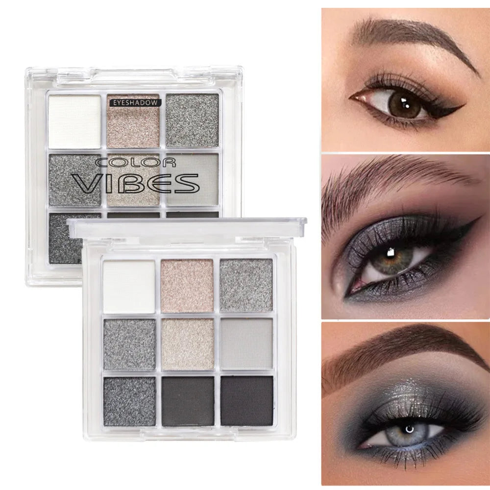 9-Grid Eyeshadow Palette Purple Glitter Pearlescent Matte Eye Shadow Shimmer Makeup Long Lasting Women Beauty Eye Cosmetics