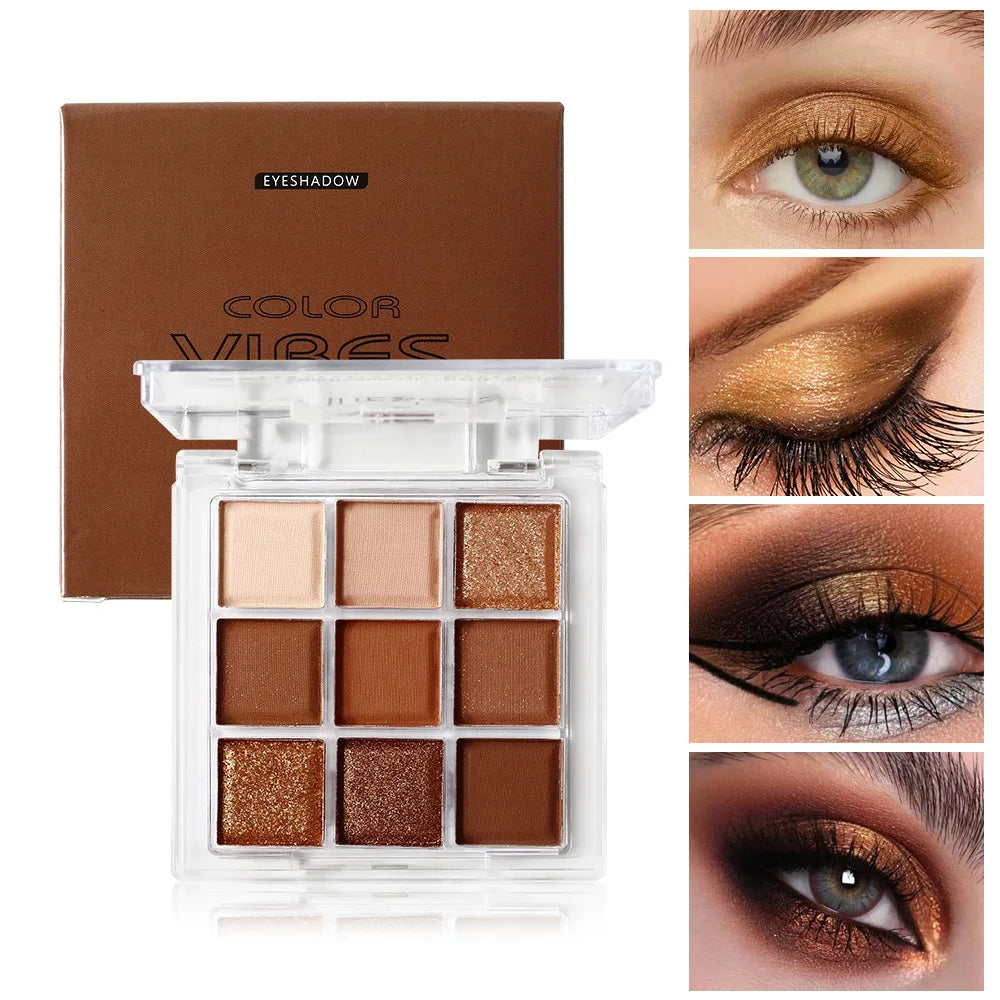9-Grid Eyeshadow Palette Purple Glitter Pearlescent Matte Eye Shadow Shimmer Makeup Long Lasting Women Beauty Eye Cosmetics