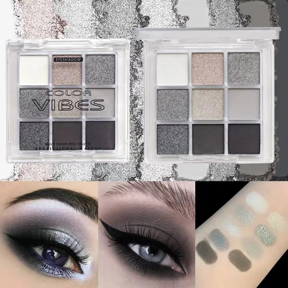 9-Grid Eyeshadow Palette Purple Glitter Pearlescent Matte Eye Shadow Shimmer Makeup Long Lasting Women Beauty Eye Cosmetics