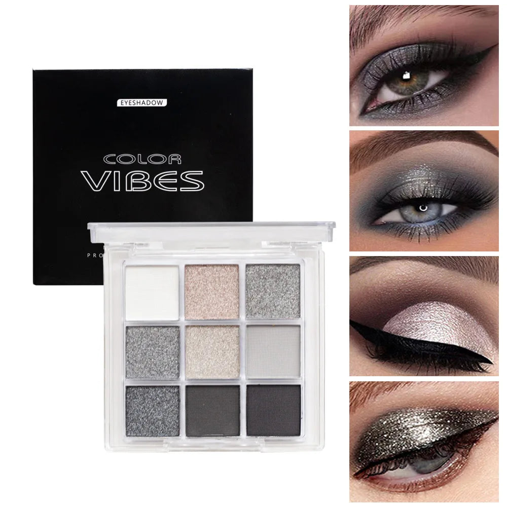 9-Grid Eyeshadow Palette Purple Glitter Pearlescent Matte Eye Shadow Shimmer Makeup Long Lasting Women Beauty Eye Cosmetics