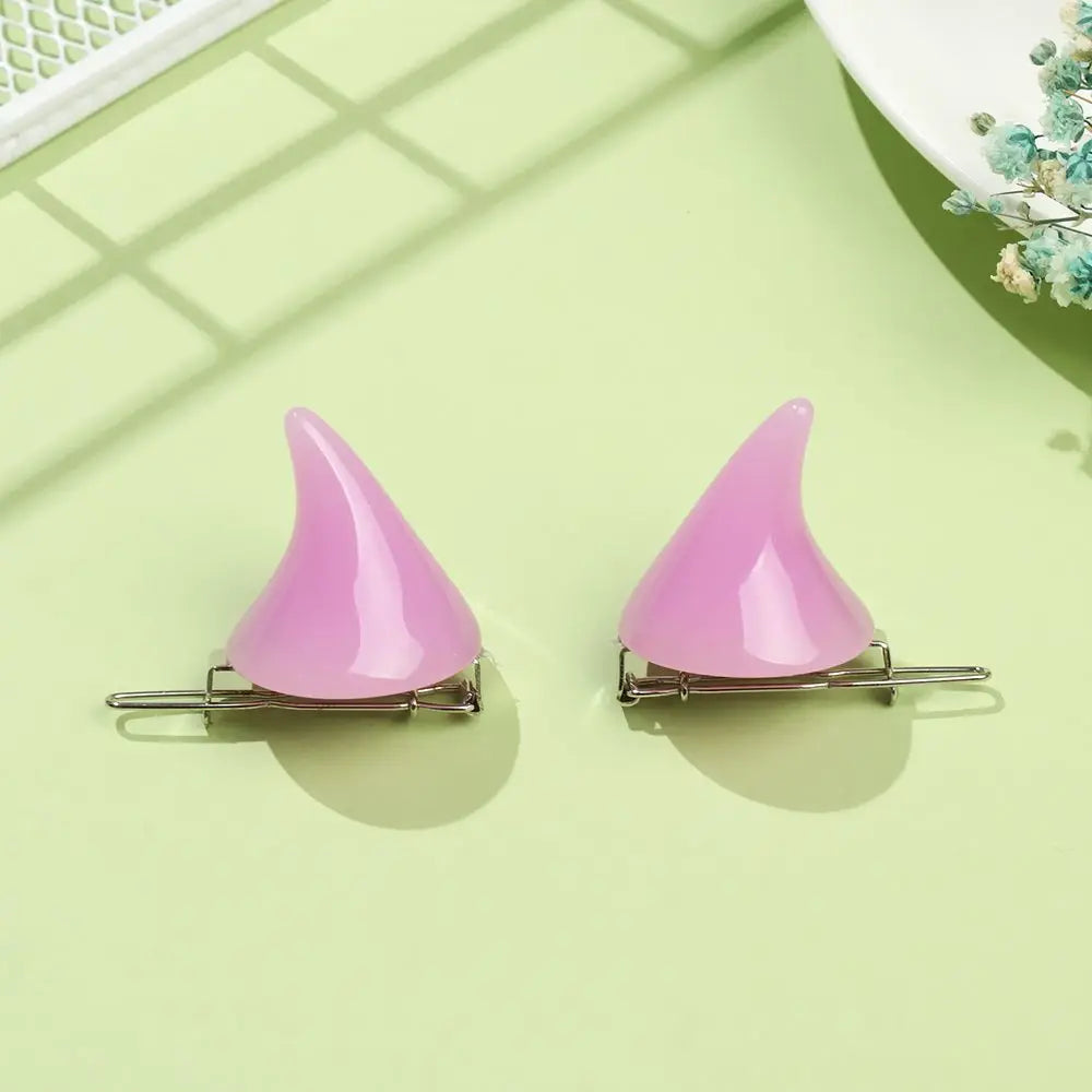 2PCS Fashion New Small Demon OX Horn Hair Clips Women Grils Halloween Party Cosplay Pin Hairpins Headwear Hair Styling Accessory