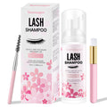 Lash Shampoo for Eyelashes 100ML + Brush & Mascara Wand, Eyelid Foaming Cleanser, Extension Cleanser Remover, Makeup Remover