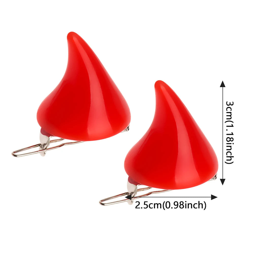 2PCS Fashion New Small Demon OX Horn Hair Clips Women Grils Halloween Party Cosplay Pin Hairpins Headwear Hair Styling Accessory