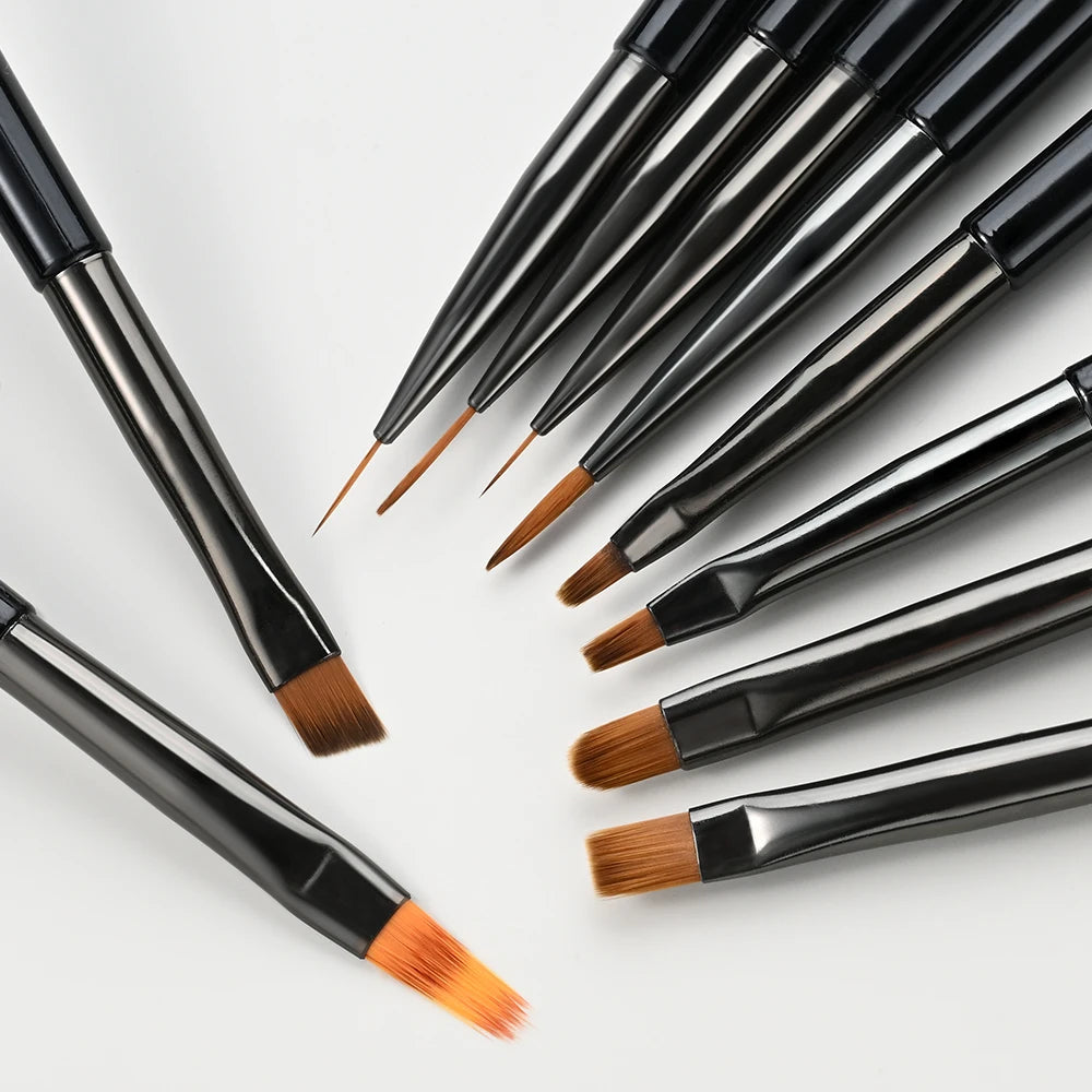 10Pcs/Set Nail Art Brushes Liner Gel Polish Lines Flower Painting Drawing Pen for Nail Art Design DIY Nails Tip Detail Tool Suit